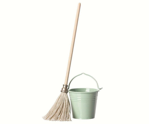 MAILEG WISCHMOP und Eimer BUCKET + MOP Metalleimer | 23 cm | Gr. mini - SPIELZEUG | www.luiseundfritz.de