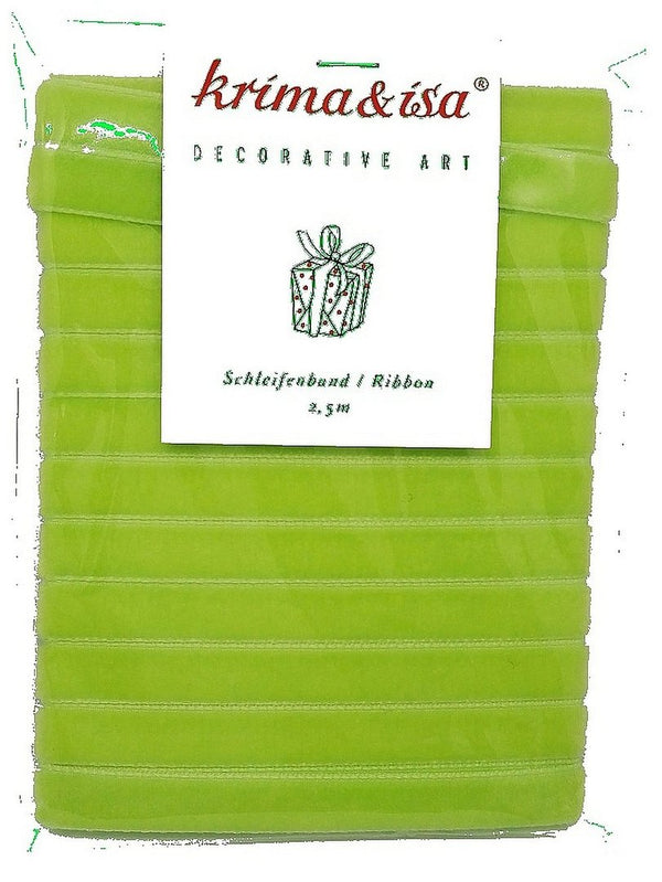 Geschenkband Schleifenband SAMT hellgrün 250x1 cm - waschbar - Foto: krima & isa® -  | www.luiseundfritz.de