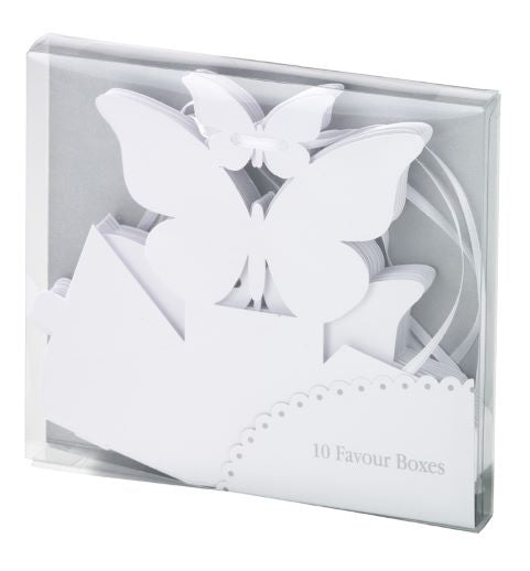 Geschenkboxen 10 Stück SCHMETTERLING 9x5 cm | weiß Give away Box Butterfly - PAPETERIE | www.luiseundfritz.de