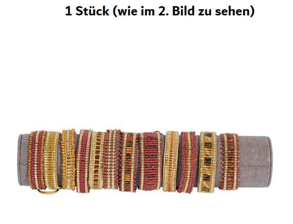 Armband RUSTY-2 senfgelb rotbraun gold | mit kleinen Glas- + Metallperlen | the MOSHI