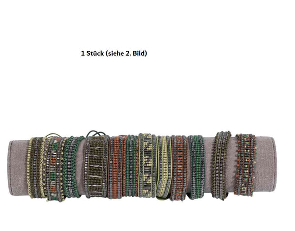 Armband RUSTY braun anthrazit mit kleinen Metallperlen | the MOSHI