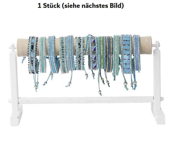 Armband COOL-3 blau weiß silber mit kleinen Glas- + Metallperlen | the Moshi
