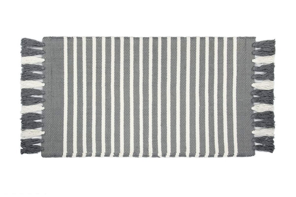 Walra - Badematte gestreift STRIPES & STRUCTURE grau weiß 60x100 cm Badteppich mit Fransen Walra | www.luiseundfritz.de