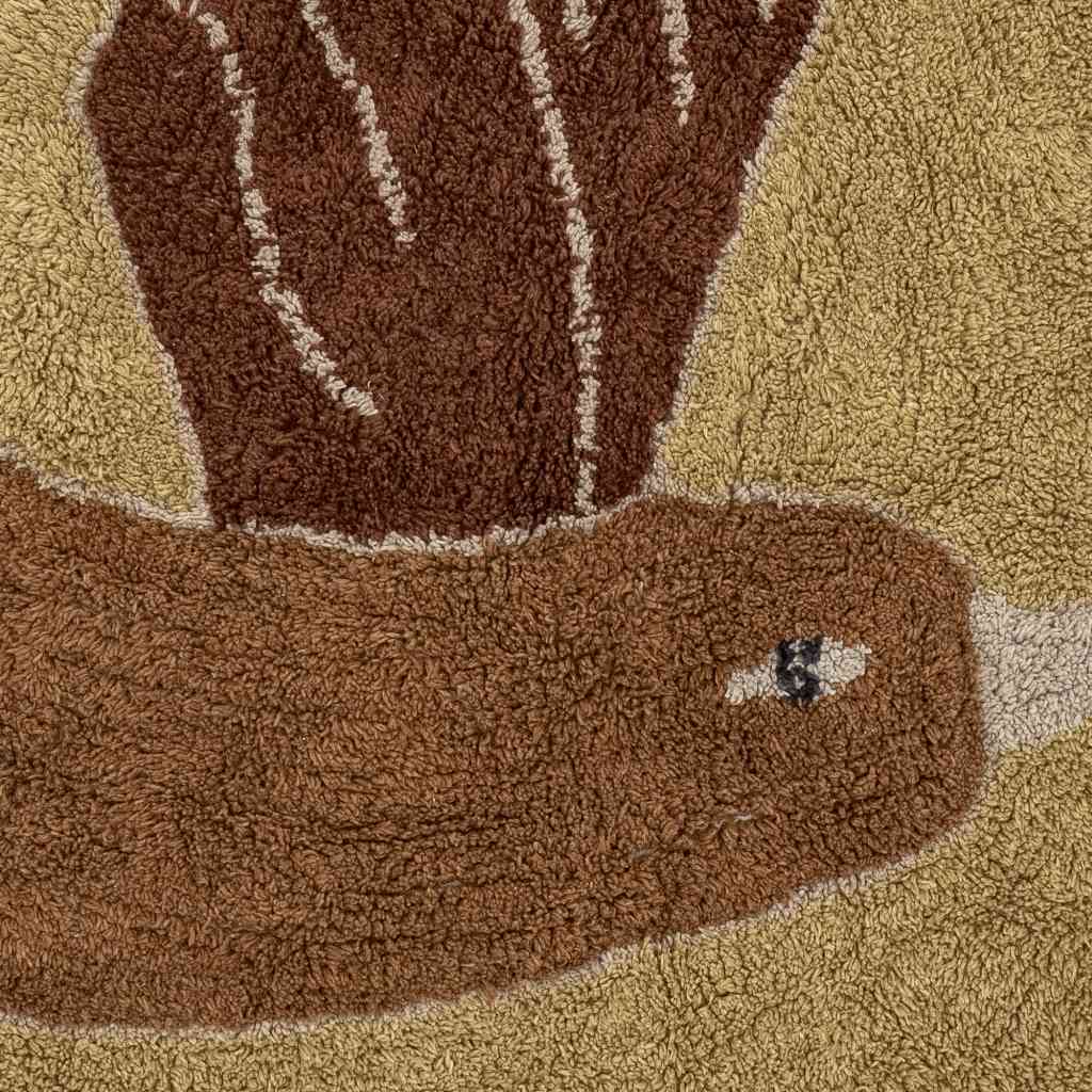 detailfoto zu bloomingville teppich rund aus 100% Baumwolle, 90 cm durchmesser mit vogelmotiv, thema bohokids, erhältlich bei luiseundfritz.de