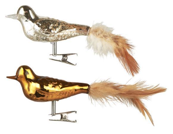Ib Laursen Vogel mit Feder + Clip SILBER 15,5 cm