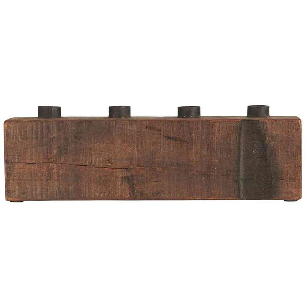 Kerzenhalter UNIKA 32 cm für 4 Standard Stabkerzen Holz | jedes Stück ein Unikat | Ib Laursen
