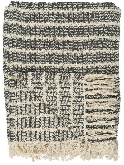 Ib Laursen Plaid Decke creme schwarz Überwurf 130x160 cm | 100% B -  | www.luiseundfritz.de