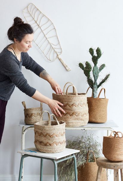 aufbewahrung boho Liv Korb JUTE groß natur gold Übertopf Aufbewahrung