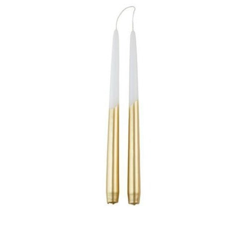 Kerzen DIP DYE gold weiß | 2er Stabkerzen lang | 8 H Brennd. | 29x2,1 cm | RUSTIK LYS -  | www.luiseundfritz.de