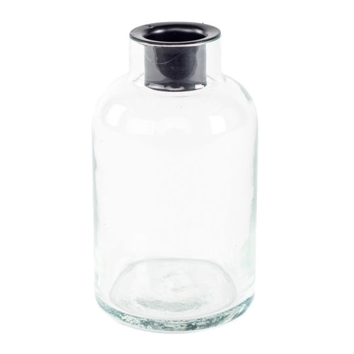 Kerzenhalter FLASCHE DENVER medium 8x8x16 cm Glas mit Metalleinsatz – Luise & Fritz