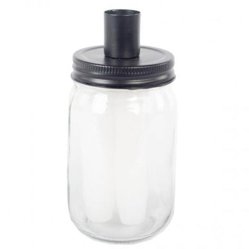 Kerzenhalter mit Kerzen weiß MASON Vorratsglas cm HOME SOCIETY dieses Produkt findest du hier im Shop bei Luise und Fritz - Abb: kerzenhalter-glas-jar-luiseundfritz-weiss