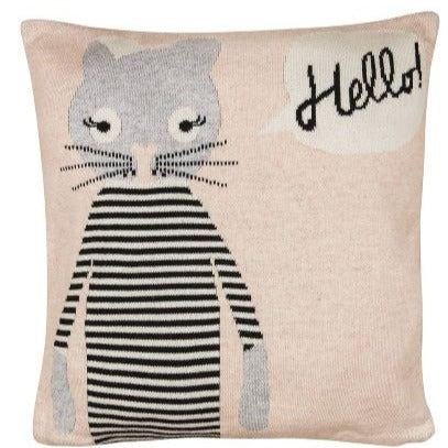 Kissen HELLO Katze | weiche Bio Baumwolle inkl. Füllkissen Recycling | 35x35 cm | Tranquillo - HEIMTEXTILIEN | www.luiseundfritz.de