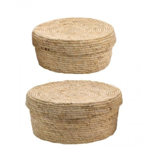 Korb 2er Set mit Deckel BASKET FIORE Mais natur 37x16 cm HOME SOC -  | www.luiseundfritz.de