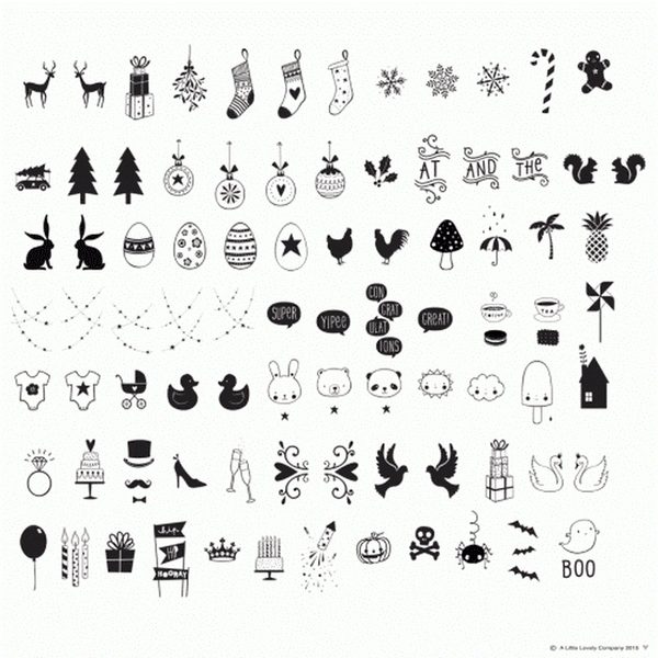 SYMBOLE SET 4,90 € CELEBRATION 85 Stück für Lightbox a little lovely company -  | www.luiseundfritz.de