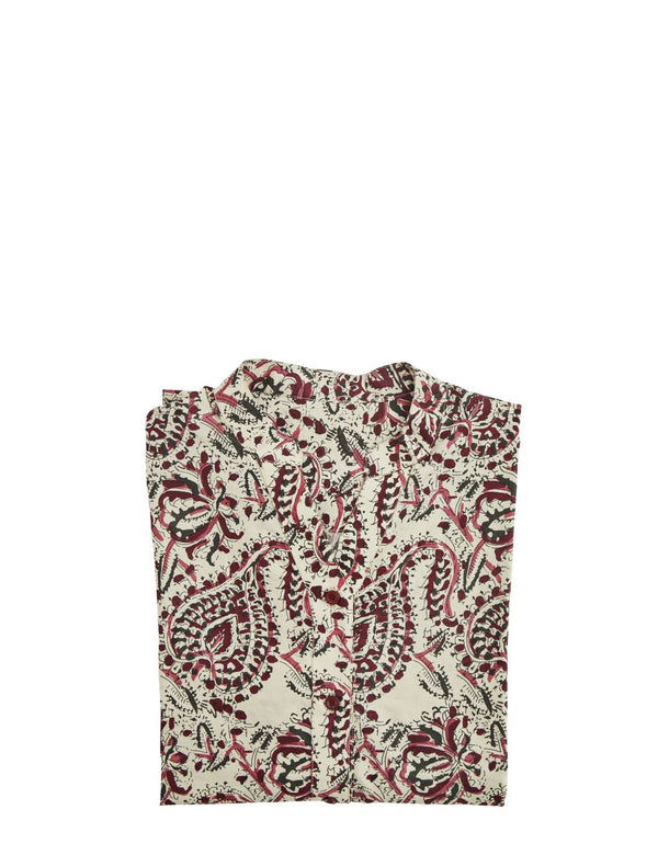 Madam Stoltz - Madam Stoltz TUNIKA Gr. M/L | Bluse Baumwolle bedruckt in sand, raspberry, pink, grau | www.luiseundfritz.de