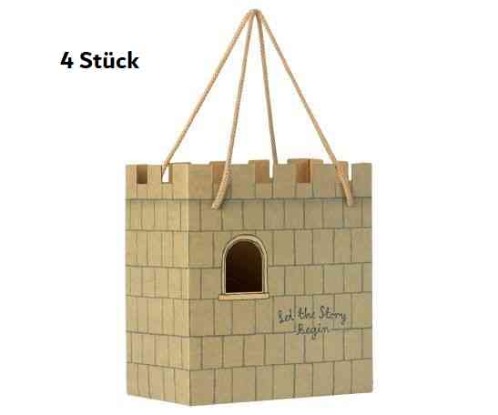 Maileg Burg 4x BAG LET THE STORY BEGIN Papiertüte | Geschenktüte Karton