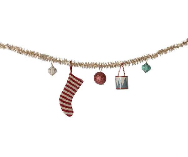 Maileg Girlande Weihnachtsgirlande fürs Puppenhaus | 5 Ornamente | 37 cm lang