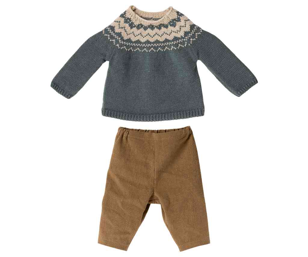 Bekleidungsset Strickpulli + Hose für Maileghasen