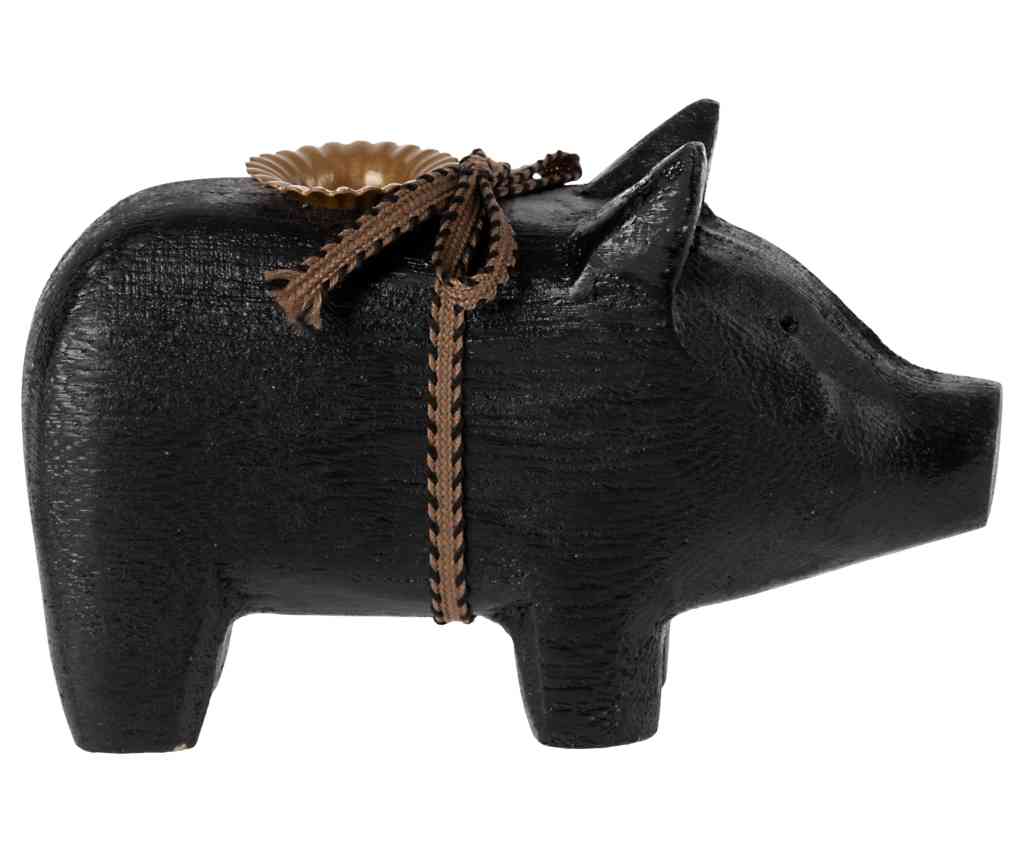 maileg holzschwein kerzenhalter schwarz, erhältlich bei luiseundfritz.de