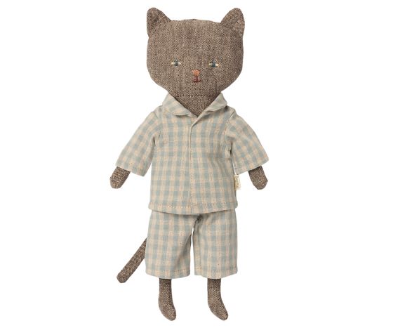 Maileg Katze CHATONS im blau karieren Pyjama | 24 cm | Stofftier grau | NEU 2021 - SPIELZEUG | www.luiseundfritz.de