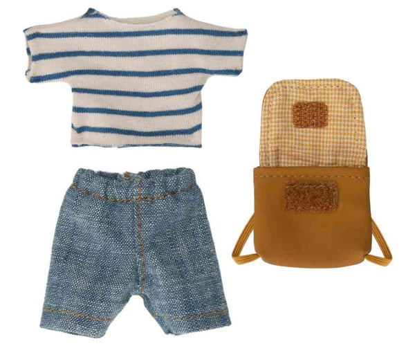 Maileg Mauskleidung Shirt + Hose + Schulranzen| Bekleidungsset