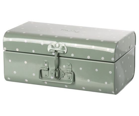 Maileg Aufbewahrungskoffer dusty mint | Schatzkiste Metalltruhe 35x15 cm | Punkte - WOHNACCESSOIRES | www.luiseundfritz.de