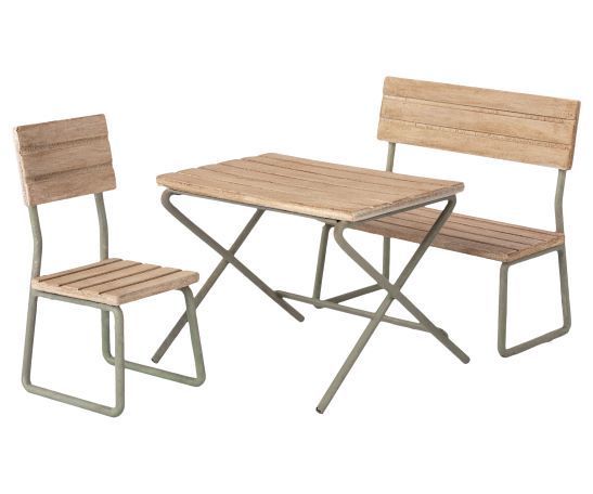Maileg Garten-Sitzgruppe GARDEN SET Tisch + Bank + Stuhl | Size 1 + 2  + Teddy - SPIELZEUG | www.luiseundfritz.de
