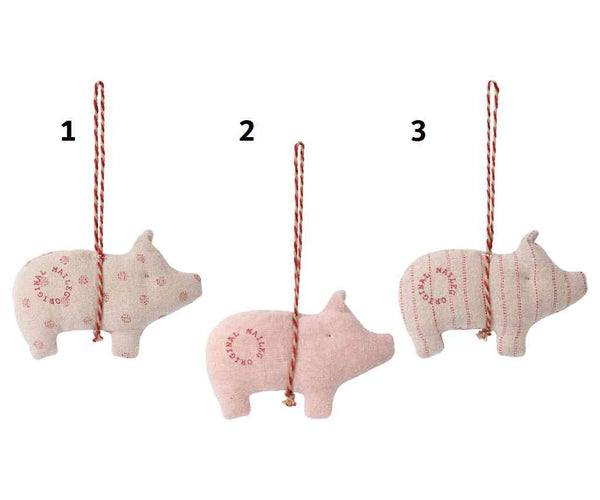 Maileg Schwein | Stoffanhänger rot gestreift Nr. 3 Stoffschwein Deko 8,5 cm |  Glücksschwein