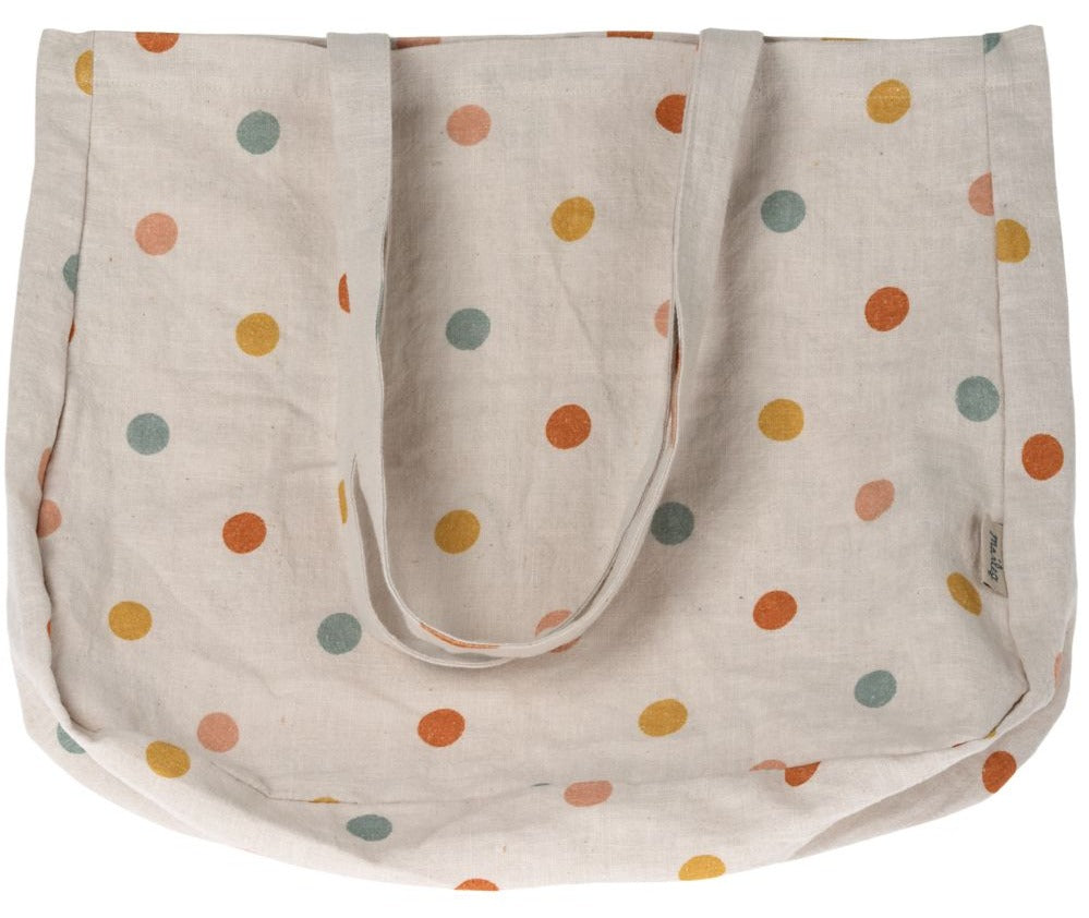 Maileg Stofftasche große Tasche cm MULTI DOTS small Leinen dieses Produkt findest du hier im Shop bei Luise und Fritz - Abb: maileg-stofftasche-multi-dots-punkte-klein-luiseundfritz.de-19-2002-00
