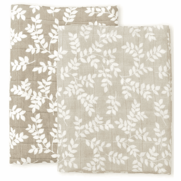 A little lovely company - Musselin Tücher 2er Set LEAVES taupe | 60x60 cm | Bio Cotton ♥ a little lovely company | www.luiseundfritz.de