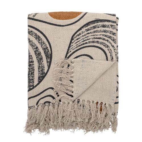Bloomingville Plaid Decke GIANO natur ocker anthrazit gemustert 1 -  | www.luiseundfritz.de