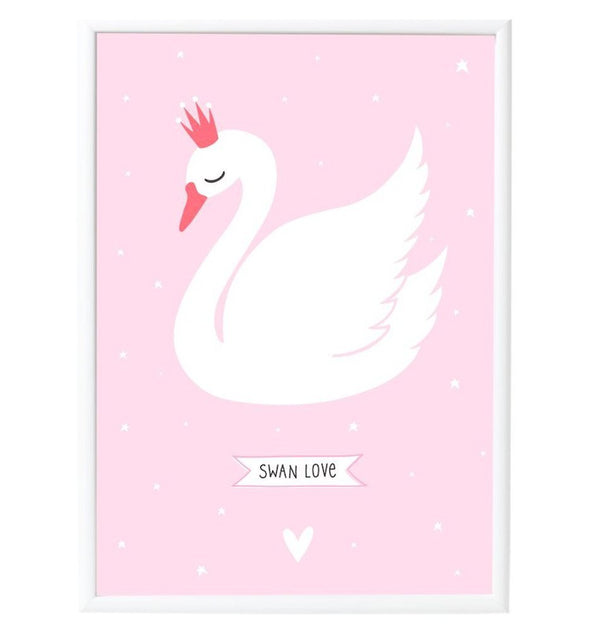 A little lovely company - POSTER SCHWAN Swan Love | Bild 50x70 cm | Papier 170g | | www.luiseundfritz.de