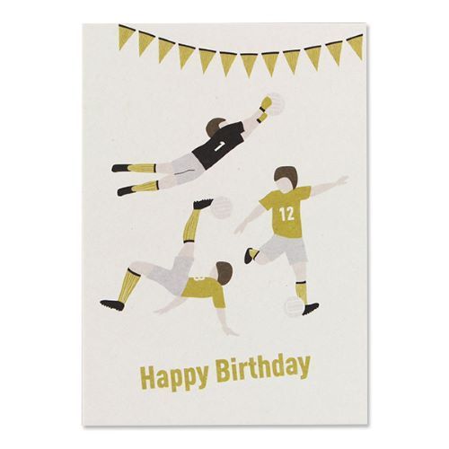 Postkarte FUSSBALL Geburtstagskarte HAPPY BIRTHDAY Holzschliffpappe AVA & YVES -  | www.luiseundfritz.de