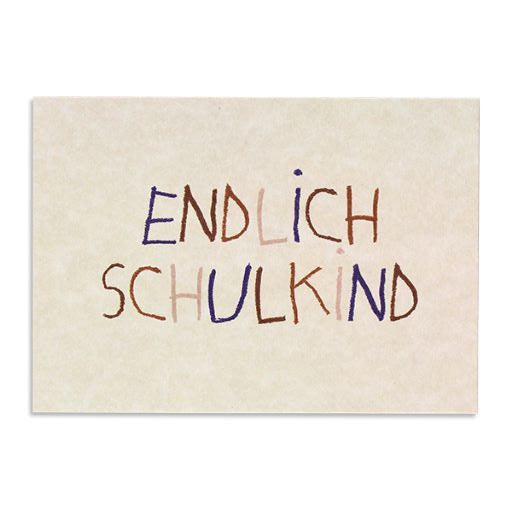 Postkarte SCHULKIND bunt Grußkarte | Schulanfang Holzschliffpappe | AVA & YVES - PAPETERIE | www.luiseundfritz.de