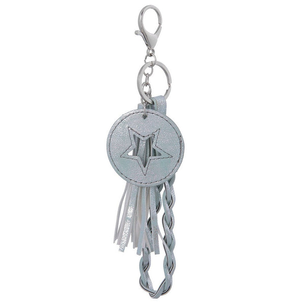 Schlüsselanhänger STERN mit Fransen | silbrig mintgruen | 16 cm | JULEEZE -  | www.luiseundfritz.de