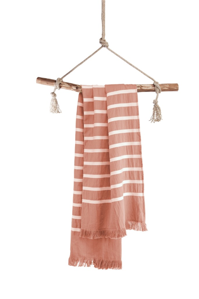 TUCH Strandtuch Tischtuch Plaid terracotta FOUTA Sunny Stripes 100x180 cm | Walra - HEIMTEXTILIEN | www.luiseundfritz.de